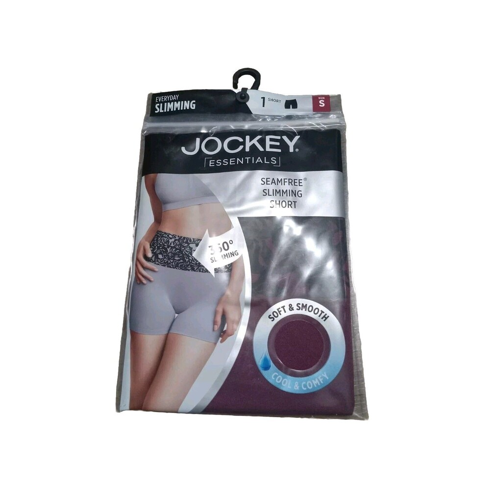 Jockey Essentials Size Small Black Burgandy 360 Seamfree Slimming Short
